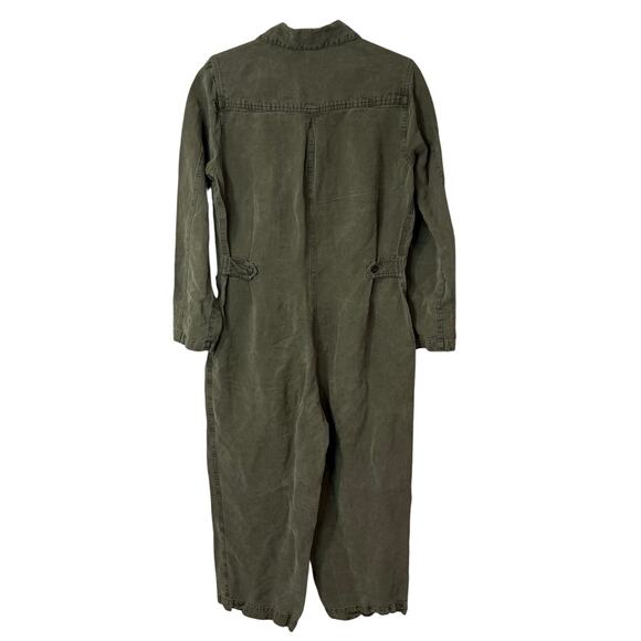 Marine Layer Women's Charlie Utility Jumpsuit Green Linen Blend Medium Wide Leg - Picture 5 of 11